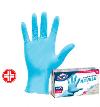 Scatola 100 guanti in nitrile non talcato tg. M/L azzurro uso medicale