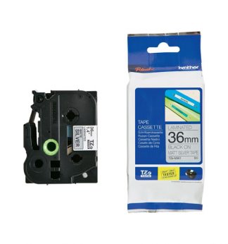 NASTRO METALLIZZATO OPACO TZE-M961 36MMx8MT NERO/ARGENTO OPACO