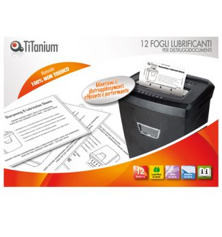 Confezione 12 fogli lubrificanti per distruggidocumenti TiTanium