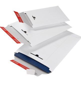 Busta a sacco in cartone bianco 245x345x30mm con chiusura autoadesiva