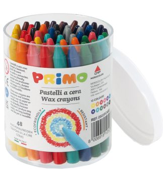 Barattolo 48 pastelli a cera D.9mm x 85mm PRIMO