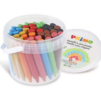 Secchiello 48 pastelli a cera Jumbo D.13mm 85mm 12colori PRIMO