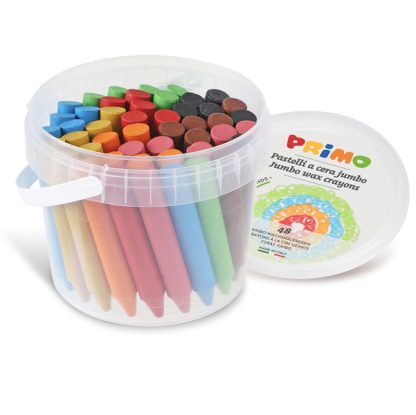 Secchiello 48 pastelli a cera Jumbo D.13mm 85mm 12colori PRIMO