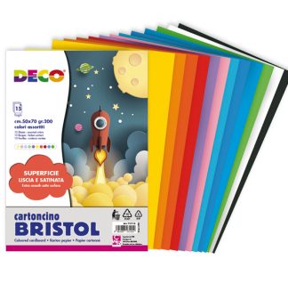 Busta di carta Bristol 15 fg colori 50x70cm colori assortiti DECO