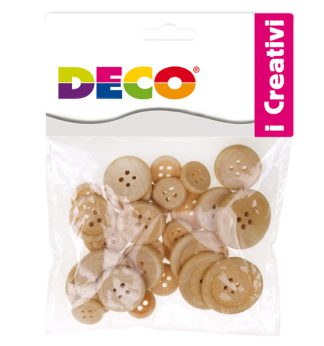 Busta 30 bottoni legno naturale DECO