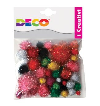 Busta 40 pompons Lame' colori assortiti DECO
