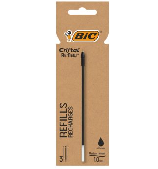 Blister 3 refill Cristal Re'New 1mm nero BIC