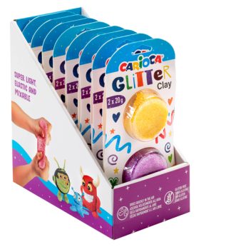 Expo 8 blister da 2 x 20gr Model Light Glitter colori assortiti Carioca