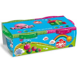 Set 2 barattoli Dido' 100gr magenta - verde glitter