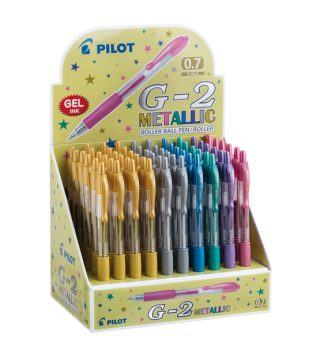 Display 60pz roller gel scatto G-2 0,7mm colori assortiti metallic Pilot