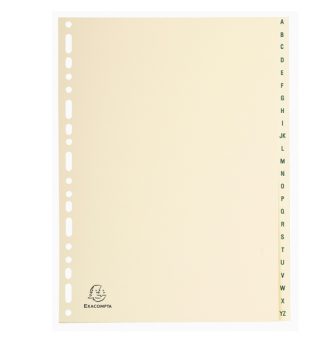 Separatori in cartoncino 24 tasti A-Z tipo pelle color avorio 155G A4 Exacompta