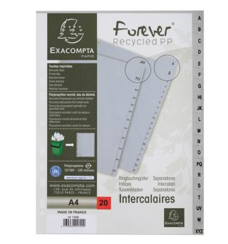 Intercalare Alfabetico in PP riciclato A-Z grigio A4 Exacompta