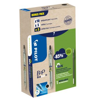Bonuspack 10 penne +10 refill B2P Ecoball punta 1.0mm nero Pilot
