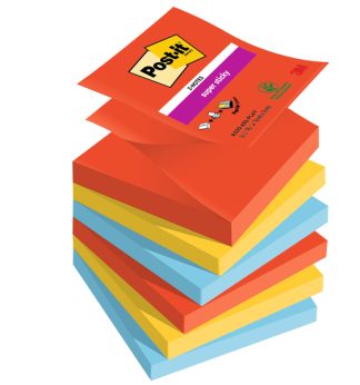 Cf. 6pz blocco 90foglietti Post-it Super Sticky Z-Notes 76x76mm R330-6SS-PLAY