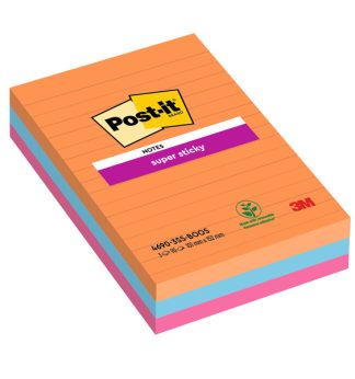 Cf. 3pz blocco 90fg. Post-it Super Sticky RIGHE 101x152mm 4690-3SS-BOOS Boost