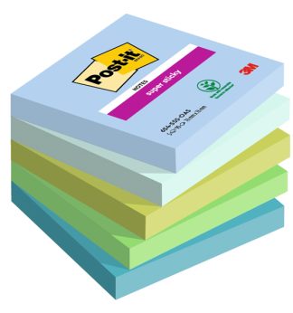 Cf. 5pz blocco 90fg. Post-it Super Sticky 76x76mm 654-5SS-OAS Oasis