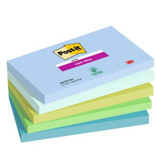 Cf. 5pz blocco 90fg. Post-it Super Sticky 76x127mm 655-5SS- OAS Oasis