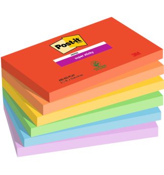 Cf. 6pz blocco 90foglietti Post-it Super Sticky 76x127mm 655-6SS-PLAY Playful