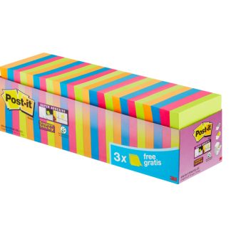VALUE PACK 21+3 BLOCCO 90fg Post-it Super Sticky colori assortiti 76x76mm