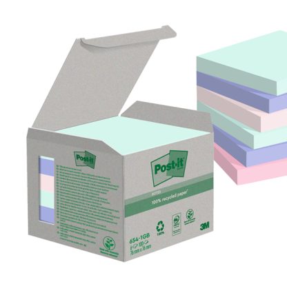 Cf. 6pz blocco 100fg. Post-it Notes Green 76x76mm 654-1GB NATURAL