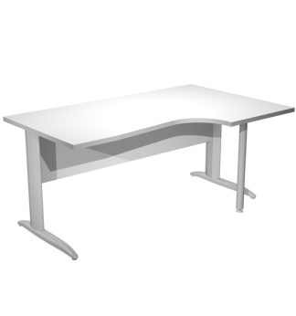 Scrivania Compact Destro 160x60/80/100cm bianco fianchi vern. cromo Easy