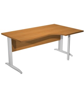Scrivania Compact Destro 160x60/80/100cm noce chiaro fianc. vern. cromo Easy