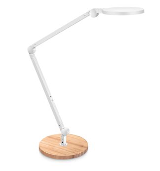Lampada a led Giant bianco con base in legno
