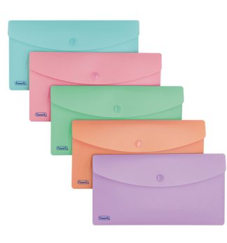 Conf 5 buste c/bottone col. Ass PASTEL in PP 9,9x21cm colori ass. Favorit