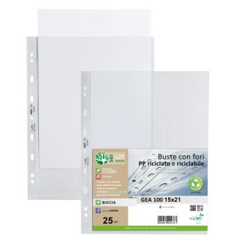 Conf 25 Buste forate in PP riciclato buccia medium 15X21cm GEA 100 Sei rota