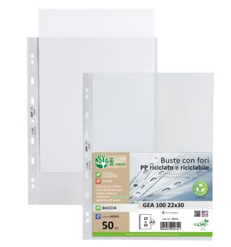 Conf 50 Buste forate in PP riciclato buccia medium 22x30cm GEA 100 Sei rota