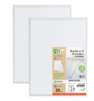 Conf 25 Buste a U in PP riciclato 22x30cm GAIA Sei rota