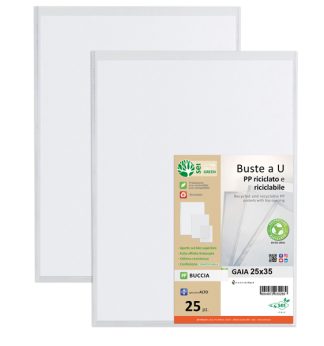 Conf 25 Buste a U in PP riciclato 25x35cm GAIA Sei rota