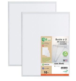 Conf 10 Buste a U in PP riciclato 30x42cm GAIA Sei rota
