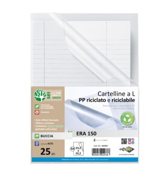 Conf 25 cartelline a L in PP riciclato buccia A4 ERA 150 Sei rota