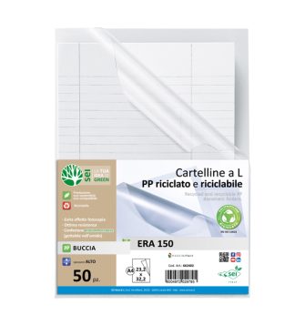 Conf 50 cartelline a L in PP riciclato buccia A4 ERA 150 Sei rota