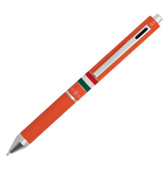 Penna sfera scatto multifunzione QUADRA fusto arancione gommato Italia OSAMA