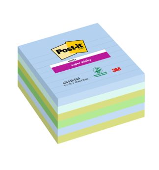 Cf. 6pz blocco 90fg. Post-it Super Sticky 100x100mm righe Oasis 675-6SS-OAS