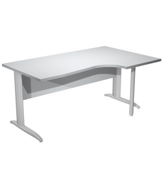 Scrivania Compact Destro 160x60/80/100cm p. grigio fianchi vern. cromo Easy