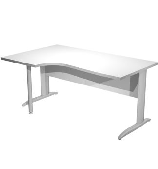 Scrivania Compact Sinistro 160x60/80/100cm bianco fianchi vern. eff. cromo Easy