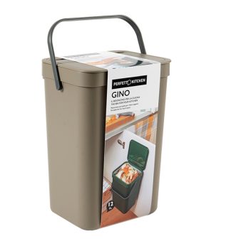 Pattumiera GINO per rifiuti organici marrone 12 lt Perfetto