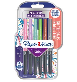 Blister 6 pennarelli Flair Nylon colori assortiti Metallic Papermate