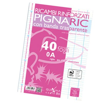 RICAMBI FORATI RINFORZATI A4 RIGO DI 1° 40FG 80GR PIGNARIC