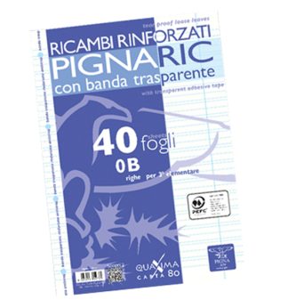 RICAMBI FORATI RINFORZATI A4 RIGO DI 3° 40FG 80GR PIGNARIC