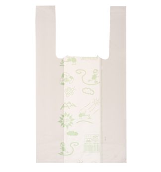 Scatola 500 Shoppers bianchi MINI 17µ 22x40CM 6,5+6,5cm Mater-Bi