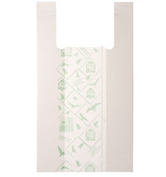 Scatola 500 Shoppers bianchi MIDI 16µ 28x50CM 7+7cm Mater-Bi