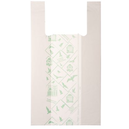 Scatola 500 Shoppers bianchi MIDI 16µ 28x50CM 7+7cm Mater-Bi