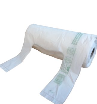 Rotolo da 200 Shopper bianchi MINI 13µ 22x50CM 6+6cm Mater-Bi