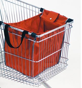 Borsa in TNT per carrelli Eco Bag Magnum con ganci 40x36x26cm rosso