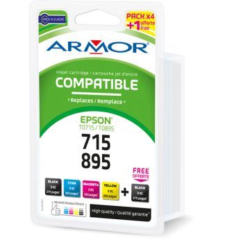 Armor Conf. Multipla 5 cartucce T0711 PER C/EPSON STYLUS D78 D92 (2BK 2C/M/Y)
