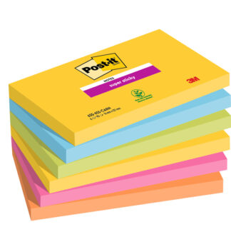 Cf. 6pz blocco 90fg. Post-it Super Sticky 76x127mm 655-6SS- CARN Carnival